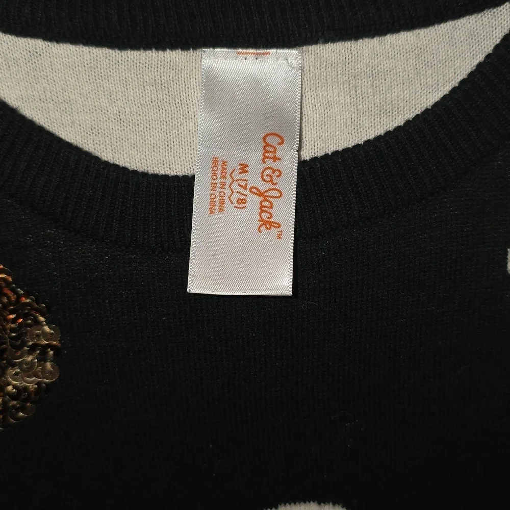 Cat & Jack Black Sweater with White Dots and Gold Detail